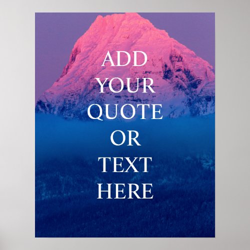 Custom Text Ombre Mountain Inspirational Quote  Poster