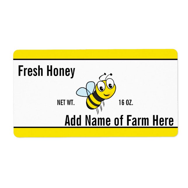 Custom Text on Bee Honey Jar Label (Front)