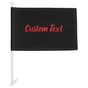 Custom Text on Black with Bright Red Script Car Flag