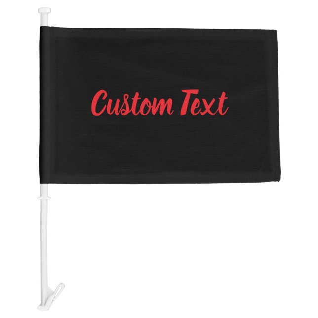Custom Text on Black with Bright Red Script Car Flag (Front)