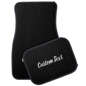 Custom Text on Black with White Script Car Floor Mat