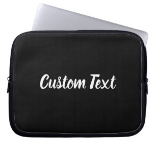 Custom Text on Black with White Script Laptop Sleeve