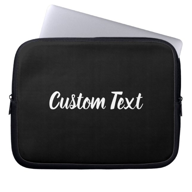 Custom Text on Black with White Script Laptop Sleeve (Front)