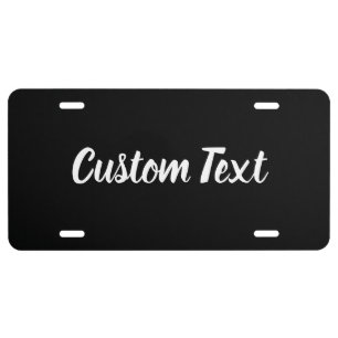 Custom Text on Black with White Script  License Plate