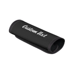 Custom Text on Black with White Script Luggage Handle Wrap