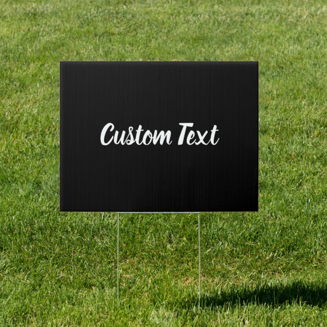 Custom Text on Black with White Script Sign | Zazzle