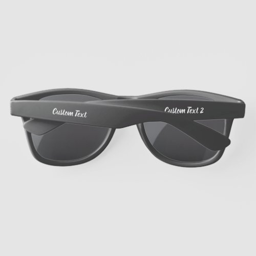 Custom Text on Black with White Script Sunglasses