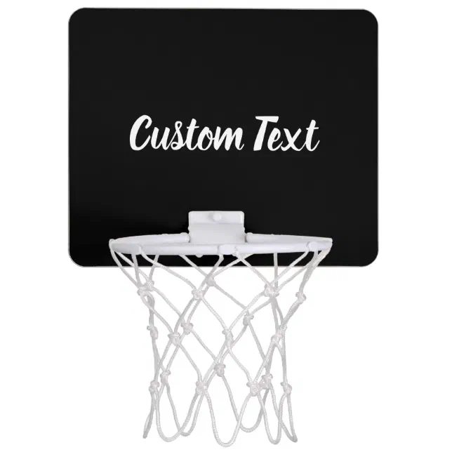 Custom Text on Black with White Script Template Mini Basketball Hoop