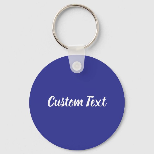 Custom Text on Blue with White Script Keychain (Front)