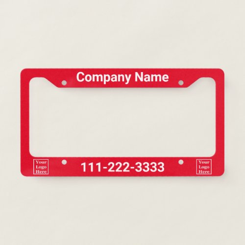 Custom Text on Branded Bright Red Your Logo Here License Plate Frame