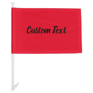 Custom Text on Bright Red with Black Script Car Flag