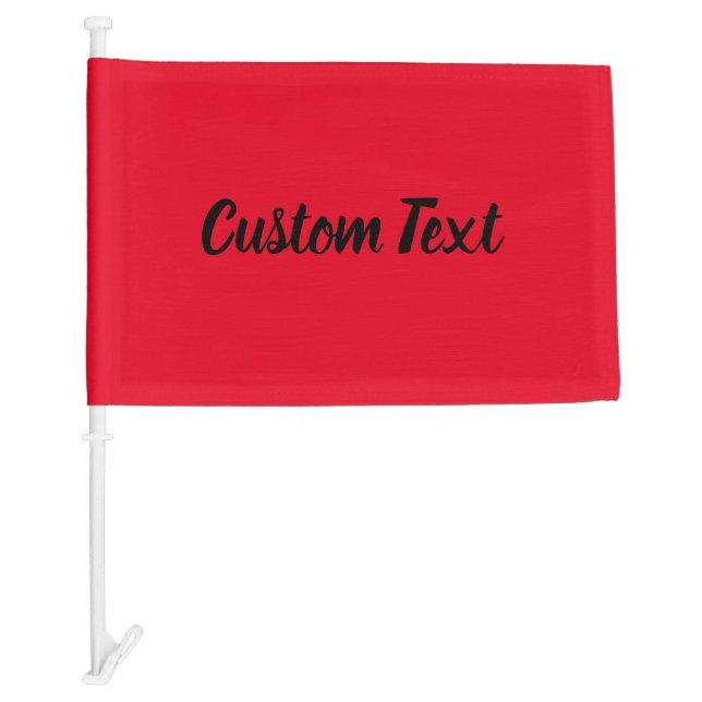 Custom Text on Bright Red with Black Script Car Flag (Front)