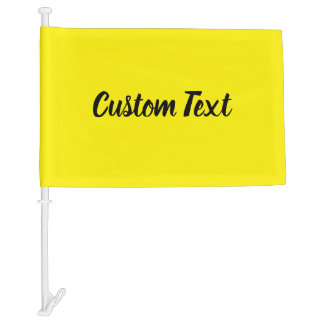 Custom Text on Bright Yellow with Black Script Car Flag