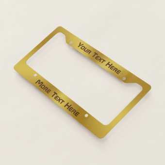 Custom Text on Brushed Gold Look License Plate Frame | Zazzle