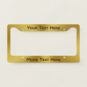 Custom Text on Brushed Gold Look License Plate Frame