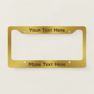 Custom Text on Brushed Gold Look License Plate Frame