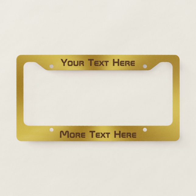 Custom Text on Brushed Gold Look License Plate Frame (Front)