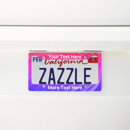 Custom Text on Cool Pink and Purple Abstract License Plate Frame