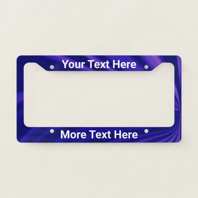 Custom Text on Cool Purple Abstract License Plate Frame (Front)