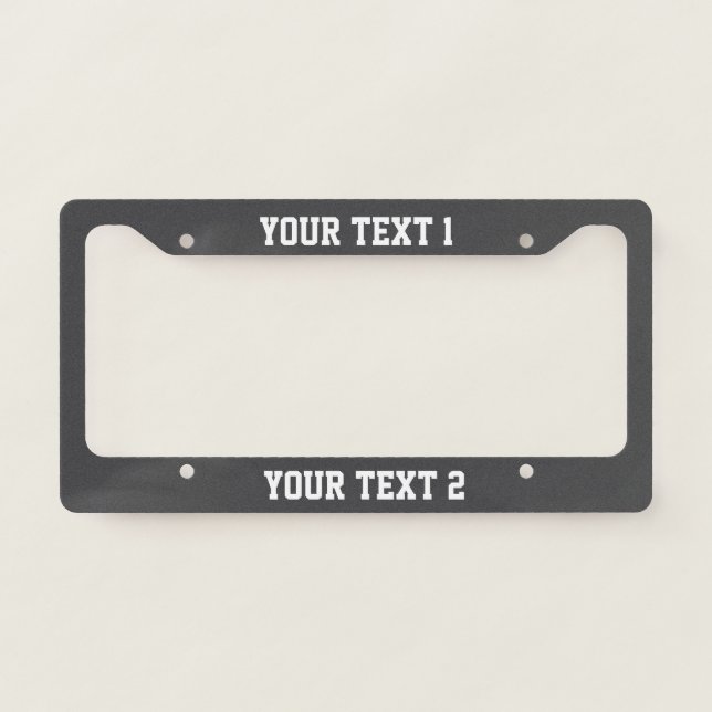 Custom Text on Dark Gray License Plate Frame (Front)