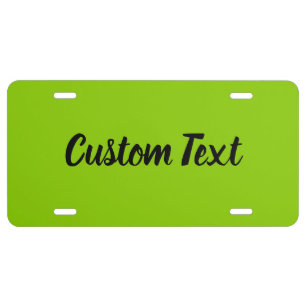 Custom Text on Lime Green with Black Script License Plate