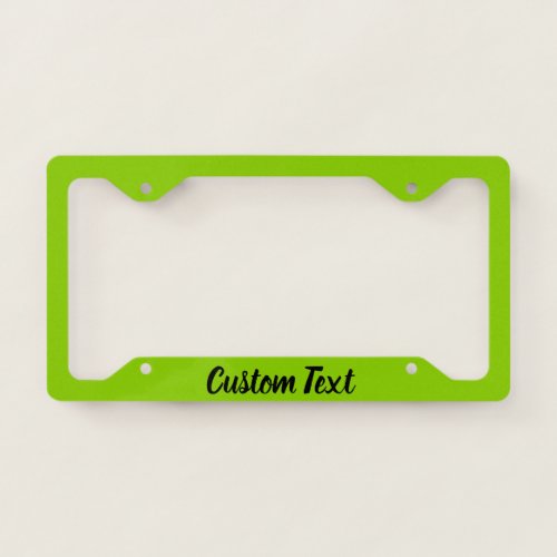 Custom Text on Lime Green with Black Script License Plate Frame