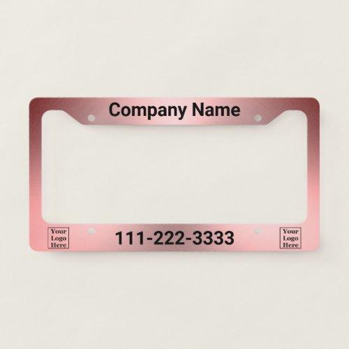 Custom Text on Pink Brushed Metal Look License Plate Frame
