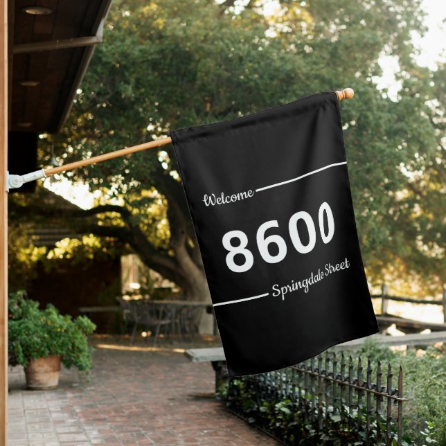 Custom Text on Street Address Welcome House Flag (In SItu)