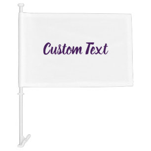 Custom Text on White with Dark Purple Script Car Flag