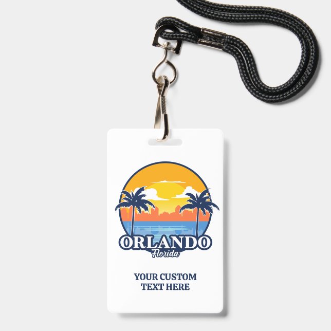 Custom Text Orlando Florida Badge (Front with Lanyard)