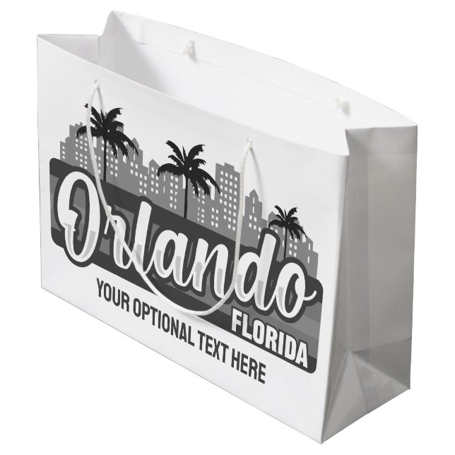 Custom Text Orlando Florida Large Gift Bag (Back Angled)