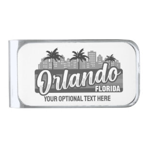 Custom Text Orlando Florida Silver Finish Money Clip