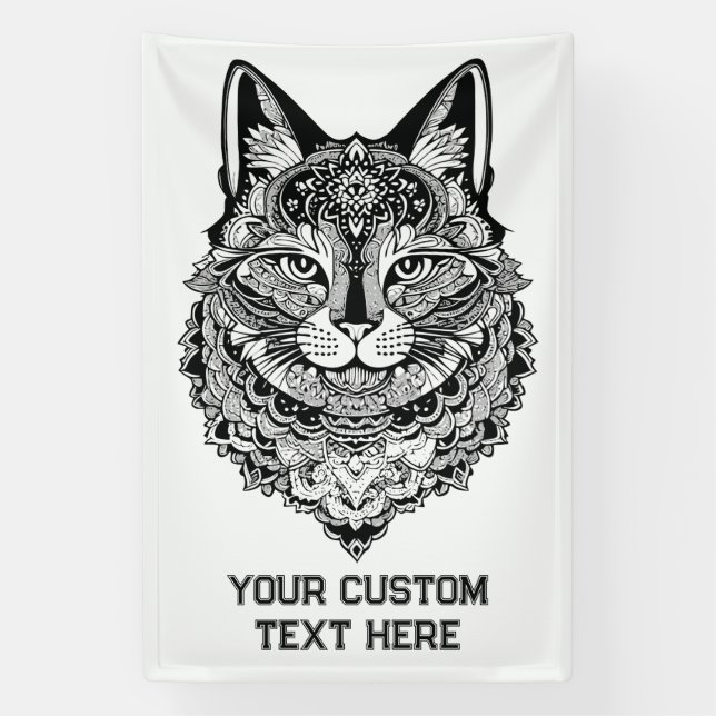Custom Text Ornamental Cat Banner (Vertical)