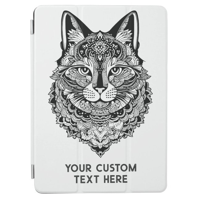 Custom Text Ornamental Cat iPad Air Cover (Front)