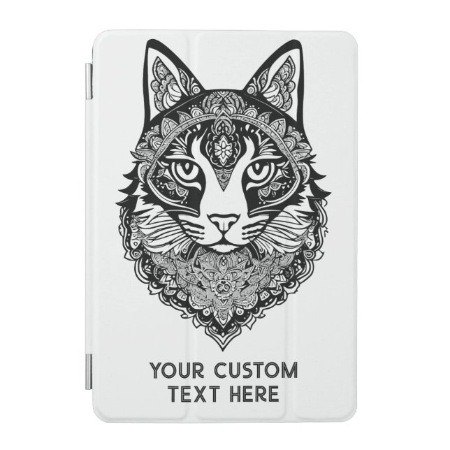 Custom Text Ornamental Cat iPad Mini Cover (Front)