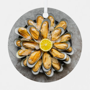 Custom Text Oyster Platter Metal Ornament