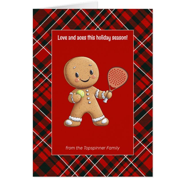 🎾🎄Custom text,  Padel Powered Christmas Cards (Front)