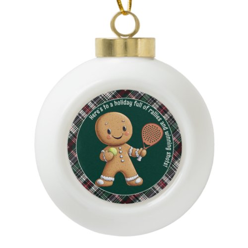 🎾🎄Custom text,  Padel Powered Christmas Ceramic Ball Christmas Ornament