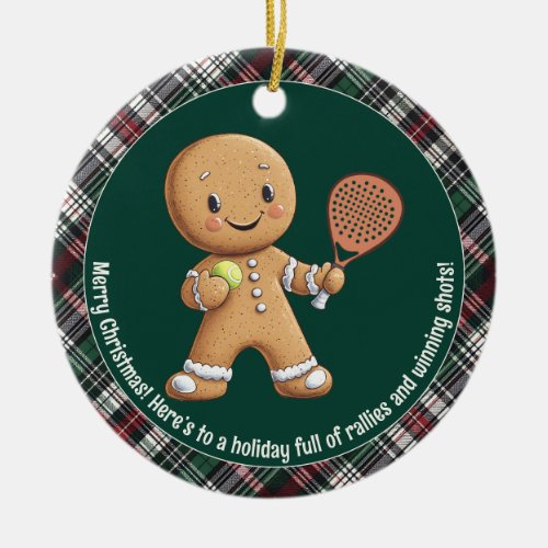 🎾🎄Custom text,  Padel Powered Christmas Ceramic Ornament