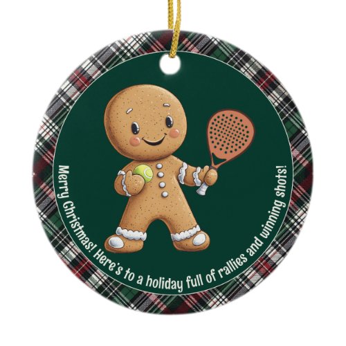 🎾🎄Custom text,  Padel Powered Christmas Ceramic Ornament
