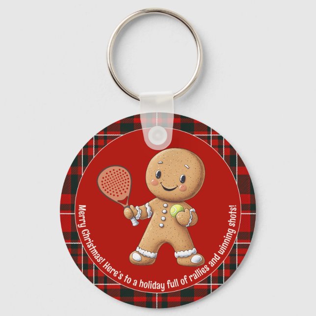 🎾🎄Custom text,  Padel Powered Christmas Keychain (Front)