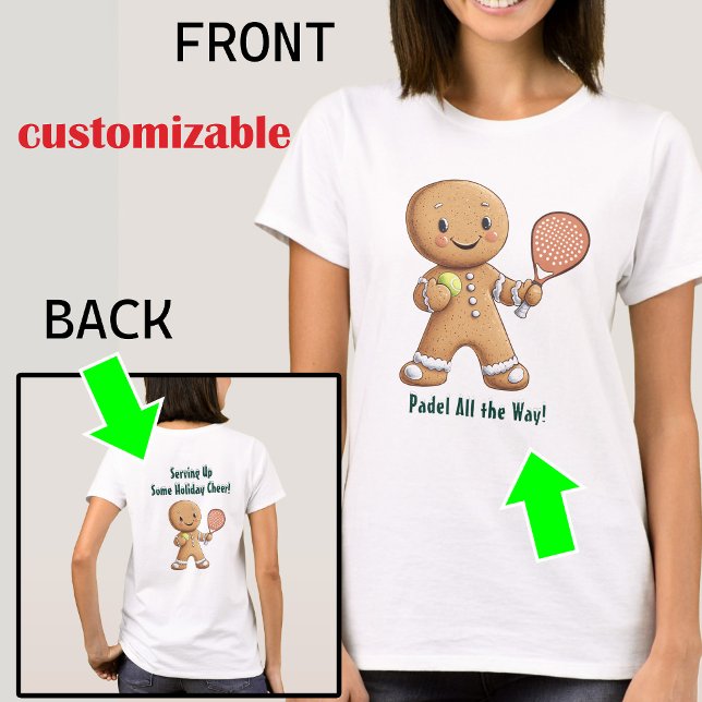 🎾🎄Custom text,  Padel Powered Christmas T-Shirt (Custom text, Padel Powered Christmas T-Shirt)