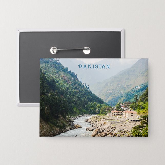 Custom Text Pakistan Button (Front/Back)