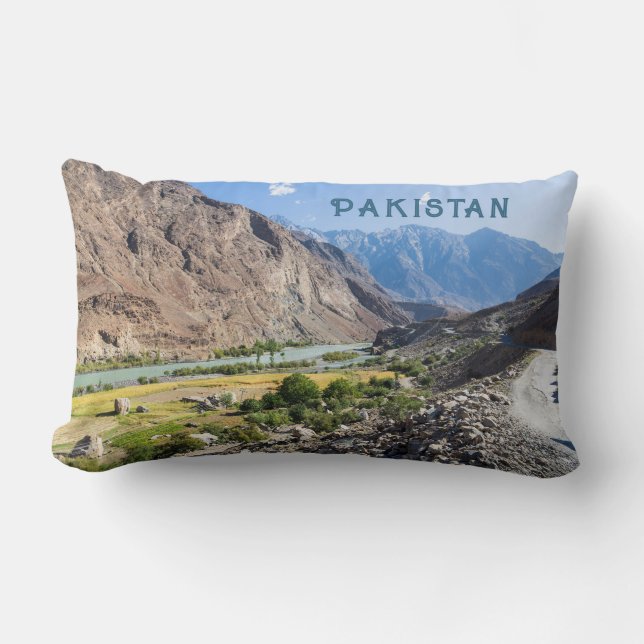 Custom Text Pakistan Lumbar Pillow (Front)