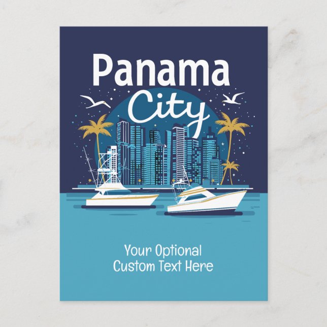 Custom Text Panama City Postcard (Front)