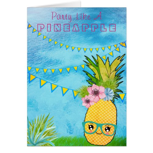Custom Text  Party Pineapple Kawaii Summer Beach