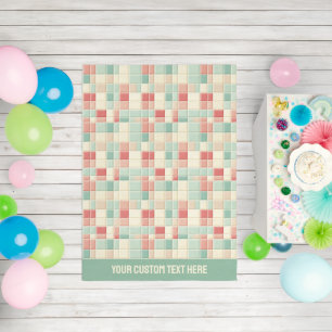 Custom Text Pastels pattern Faux Ceramic Tiles Outdoor Rug