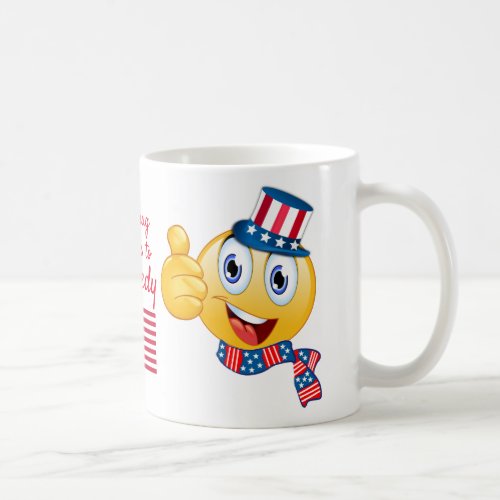 Custom Text Patriotic Comic Uncle Sam Emoji Coffee Mug