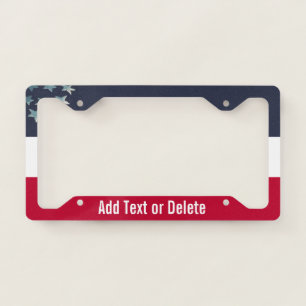 Custom Text Patriotic Inspired by American Flag License Plate Frame
