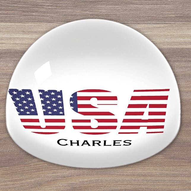 Custom Text Patriotic USA Dome Paperweight (Creator Uploaded)